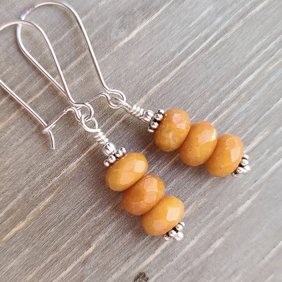 Honey Quartz Earrings Sterling Silver Dangle 925 Artisan Boho Gemstone Jewelry - Picture 2 of 8